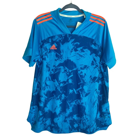 Adidas Women Primeblue Sz 2XL Soccer Football Jersey Bright Blue / Orange NWT - Picture 1 of 8